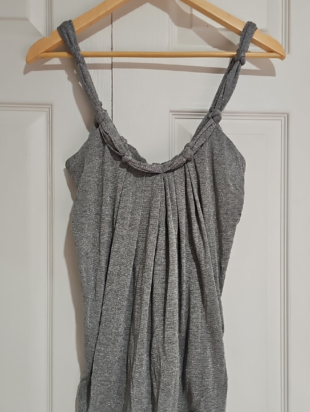 ✨ Symmetry Silver Metallic Tank Top – Shimmer Knit, Size S